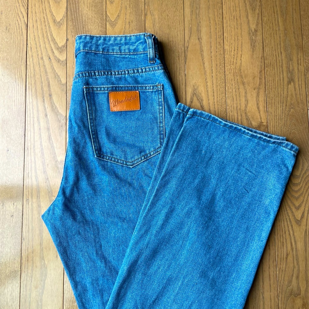 Jeans taille haute, patte large, High waisted flare jeans Shein Small